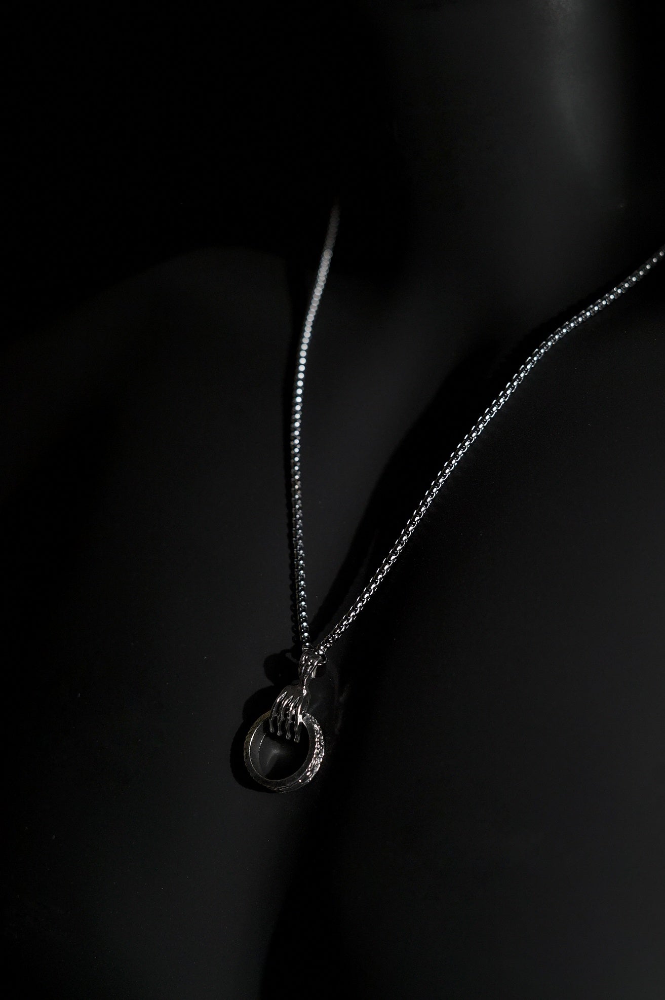 Necklace | Claw Holding Ring Pendant | Men & Women | Anti-tarnish Stainless Steel | Silver Finish | Gothic Punk Style | Statement Jewellery
