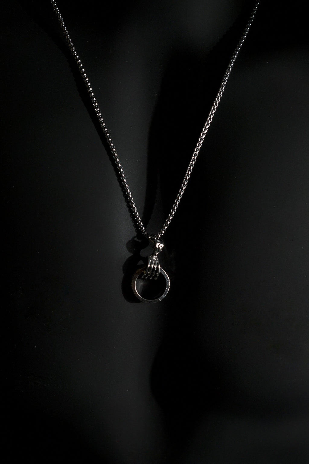 Necklace | Claw Holding Ring Pendant | Men & Women | Anti-tarnish Stainless Steel | Silver Finish | Gothic Punk Style | Statement Jewellery