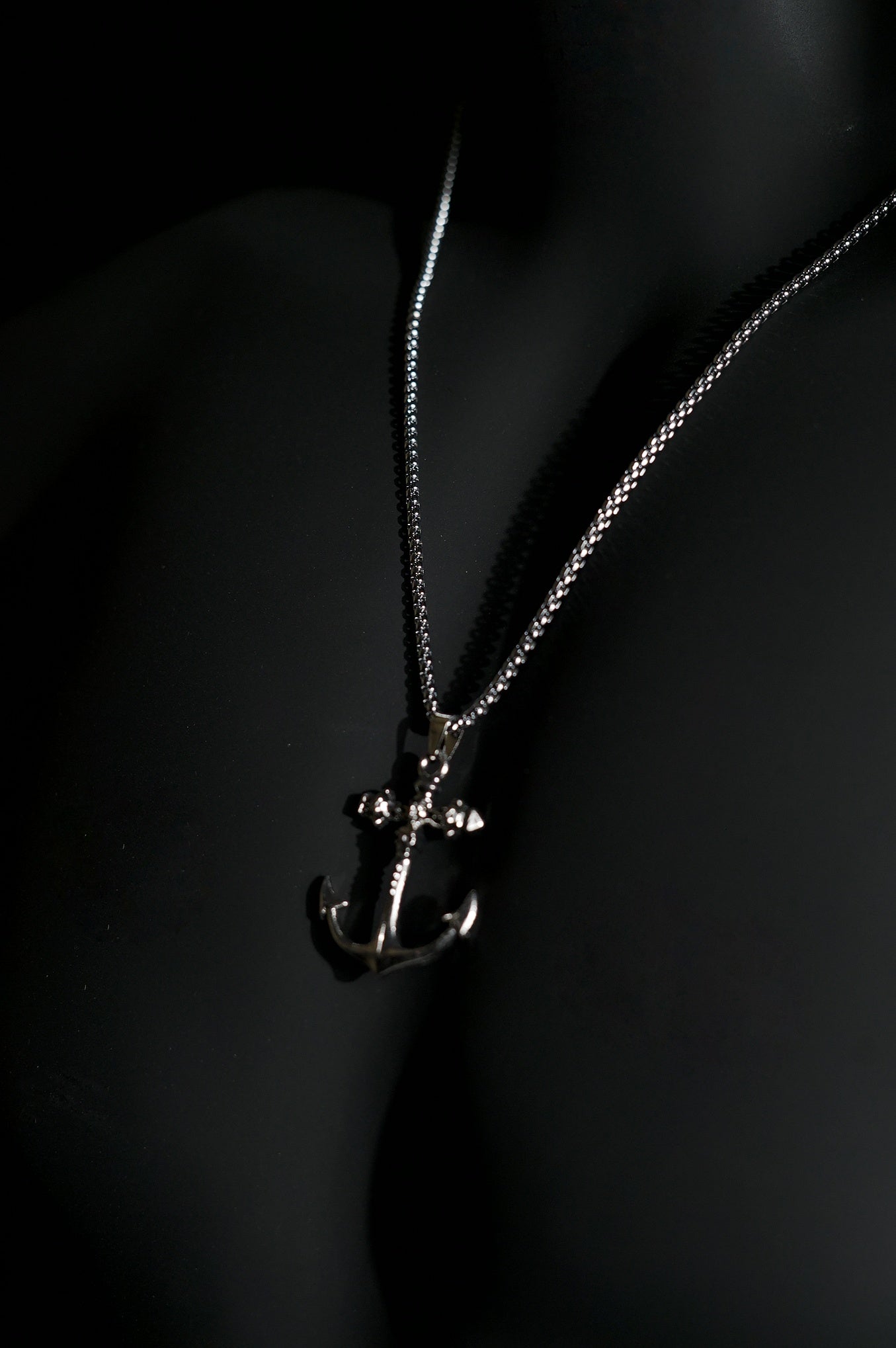 Necklace | Anchor Pendant | Men & Women | Anti-tarnish Stainless Steel | Silver Finish | Nautical Gothic Style | Statement Jewellery
