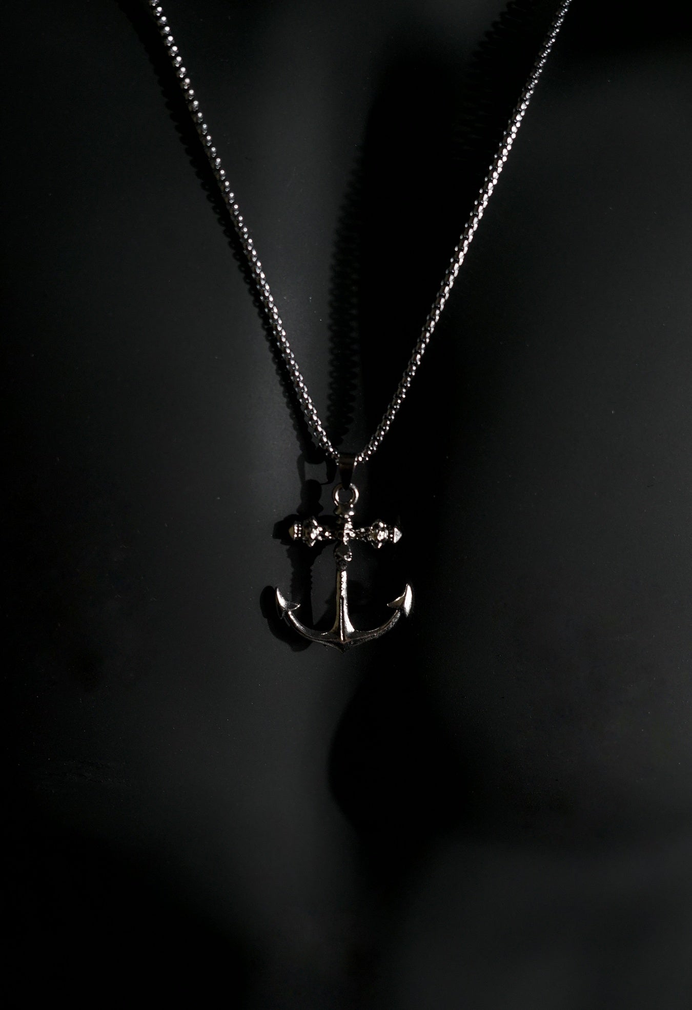 Necklace | Anchor Pendant | Men & Women | Anti-tarnish Stainless Steel | Silver Finish | Nautical Gothic Style | Statement Jewellery