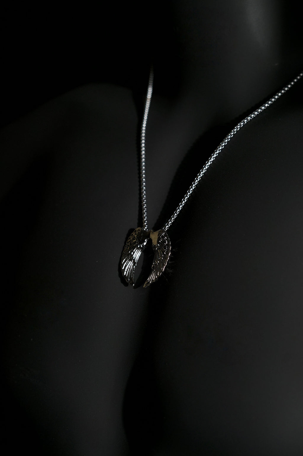 Necklace | Angel Wings Pendant | Men & Women | Anti-tarnish Stainless Steel | Silver Finish | Gothic Style | Statement Jewellery