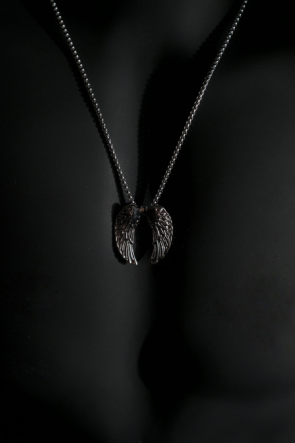 Necklace | Angel Wings Pendant | Men & Women | Anti-tarnish Stainless Steel | Silver Finish | Gothic Style | Statement Jewellery
