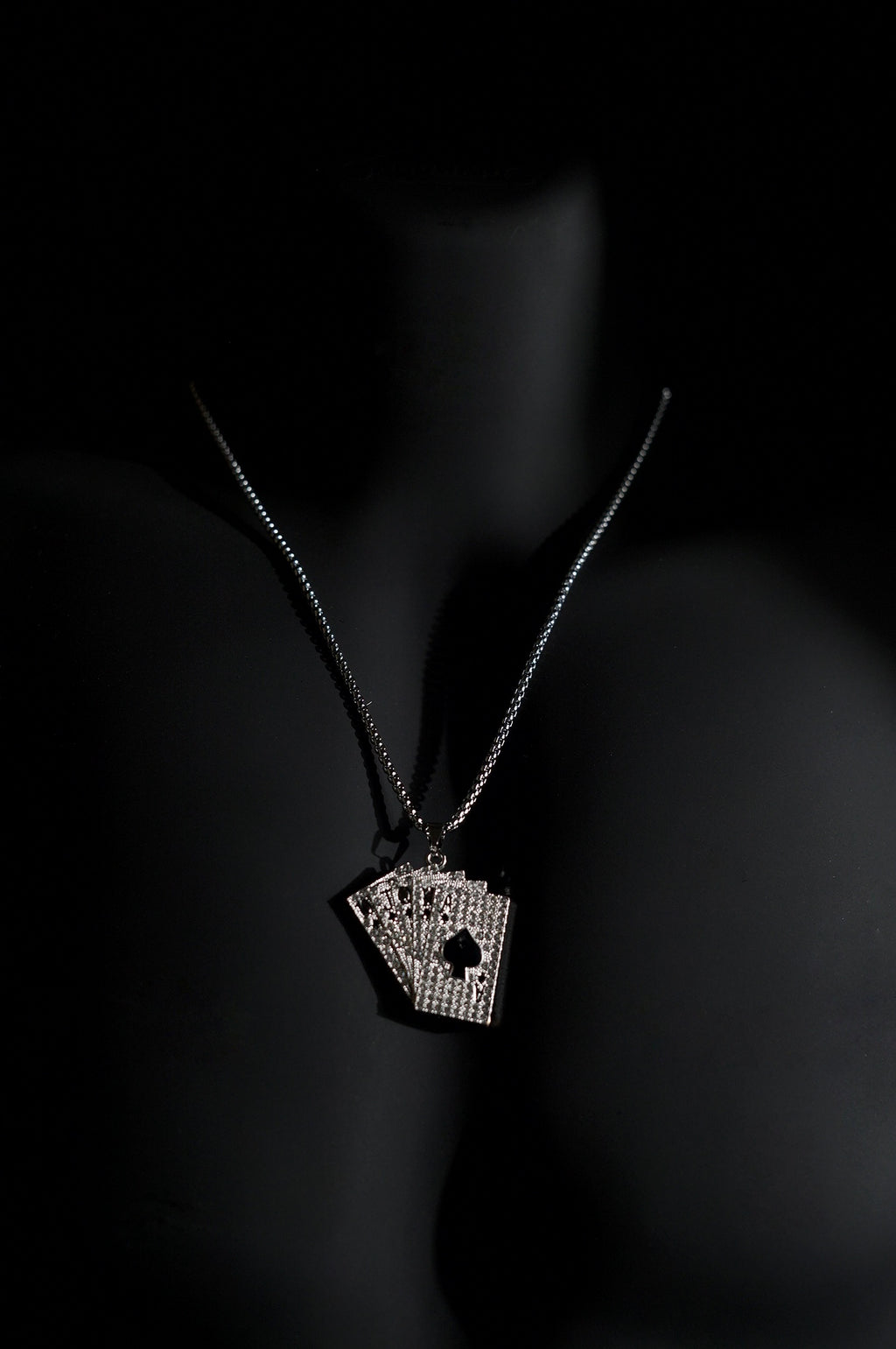 Necklace | Playing Cards Pendant | Men & Women | Anti-tarnish Stainless Steel | Silver Finish | Poker Cards Design | Statement Jewellery