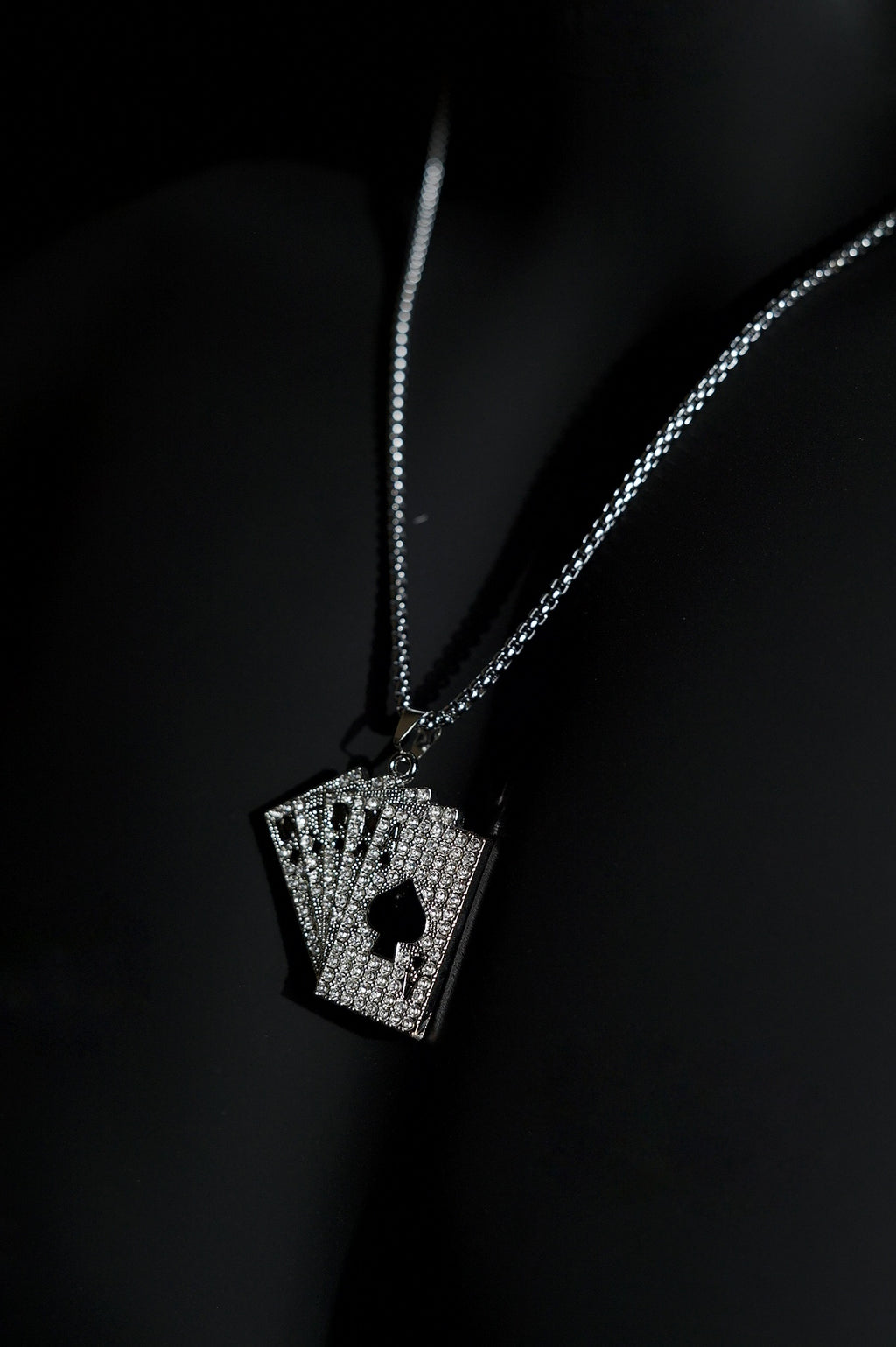 Necklace | Playing Cards Pendant | Men & Women | Anti-tarnish Stainless Steel | Silver Finish | Poker Cards Design | Statement Jewellery