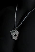 Necklace | Playing Cards Pendant | Men & Women | Anti-tarnish Stainless Steel | Silver Finish | Poker Cards Design | Statement Jewellery