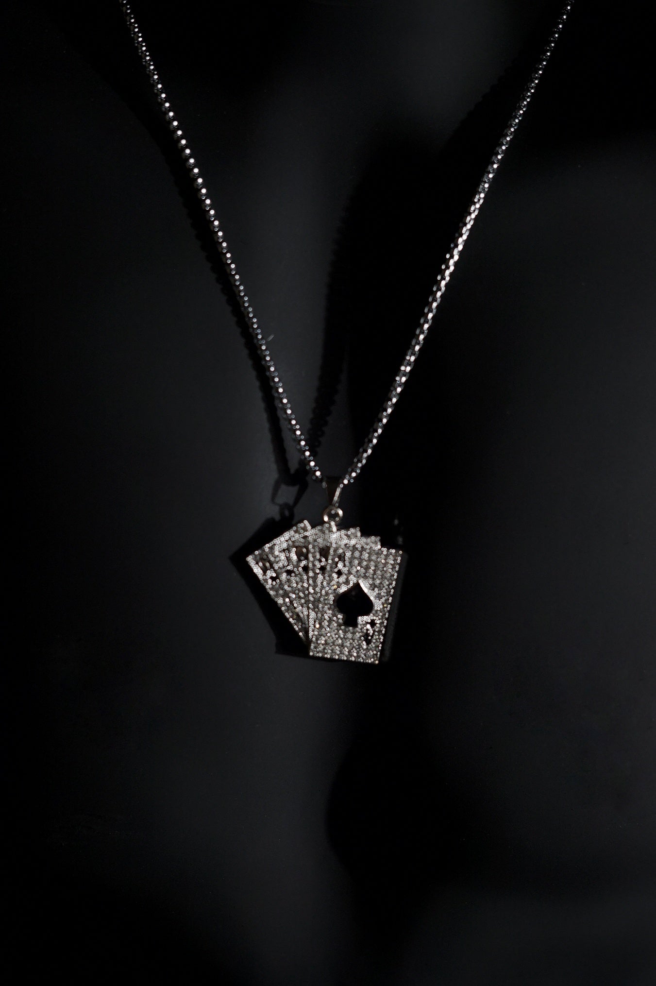 Necklace | Playing Cards Pendant | Men & Women | Anti-tarnish Stainless Steel | Silver Finish | Poker Cards Design | Statement Jewellery