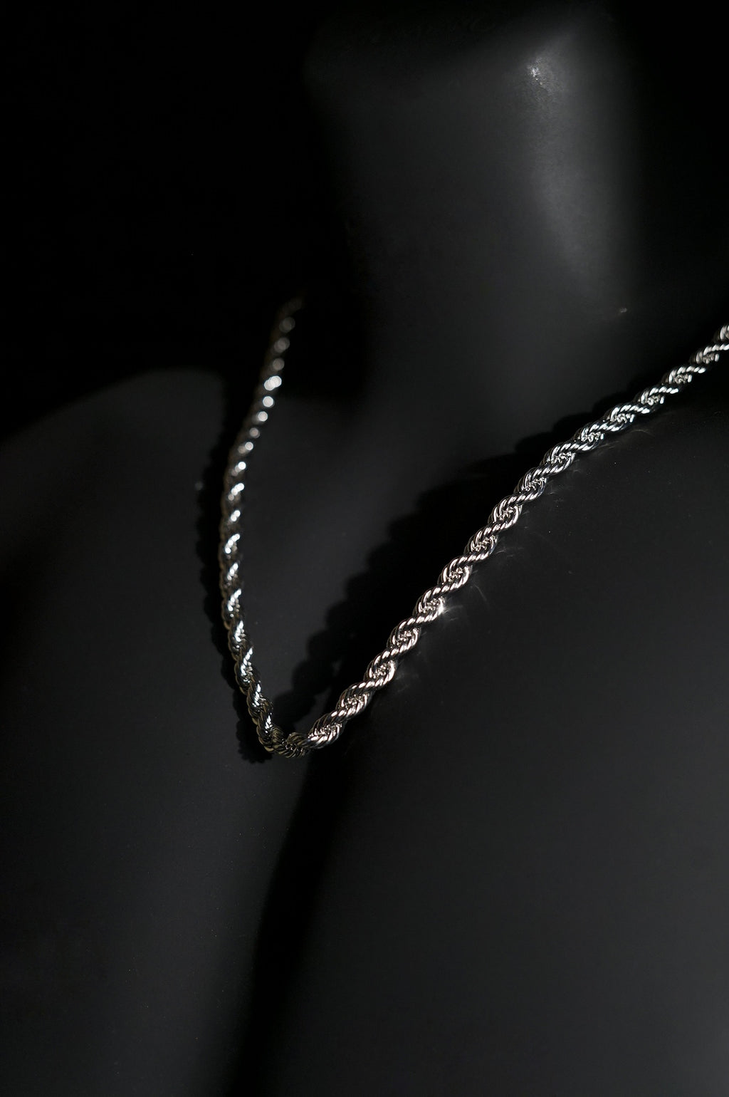 Necklace | Twisted Rope Chain | Men & Women | Anti-Tarnish Stainless Steel | Silver Finish | Classic Design | Statement Jewellery