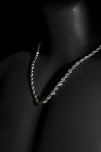 Necklace | Twisted Rope Chain | Men & Women | Anti-Tarnish Stainless Steel | Silver Finish | Classic Design | Statement Jewellery