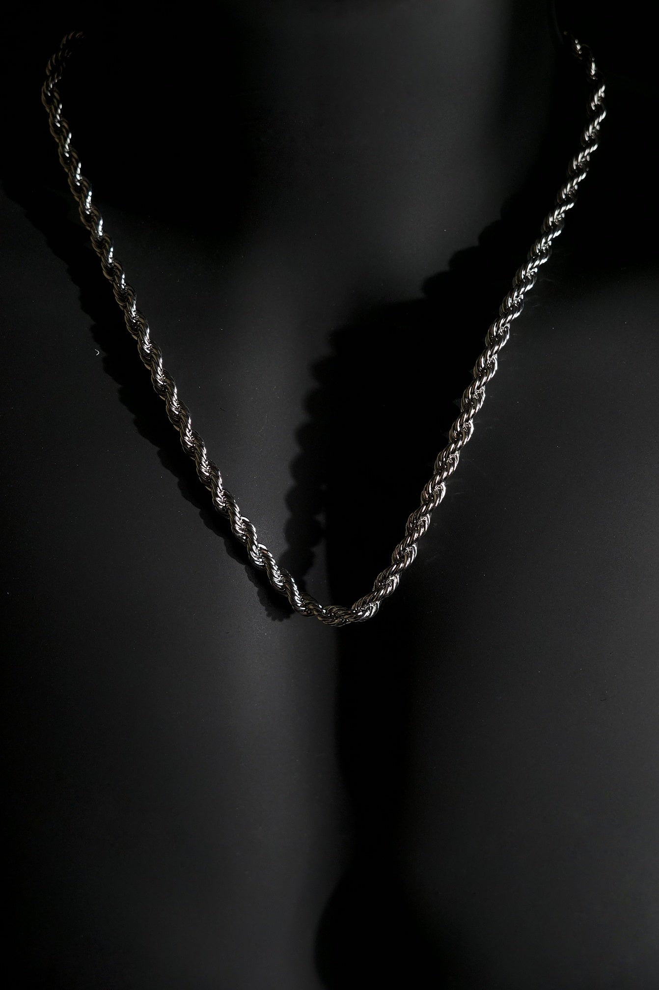 Necklace | Twisted Rope Chain | Men & Women | Anti-Tarnish Stainless Steel | Silver Finish | Classic Design | Statement Jewellery