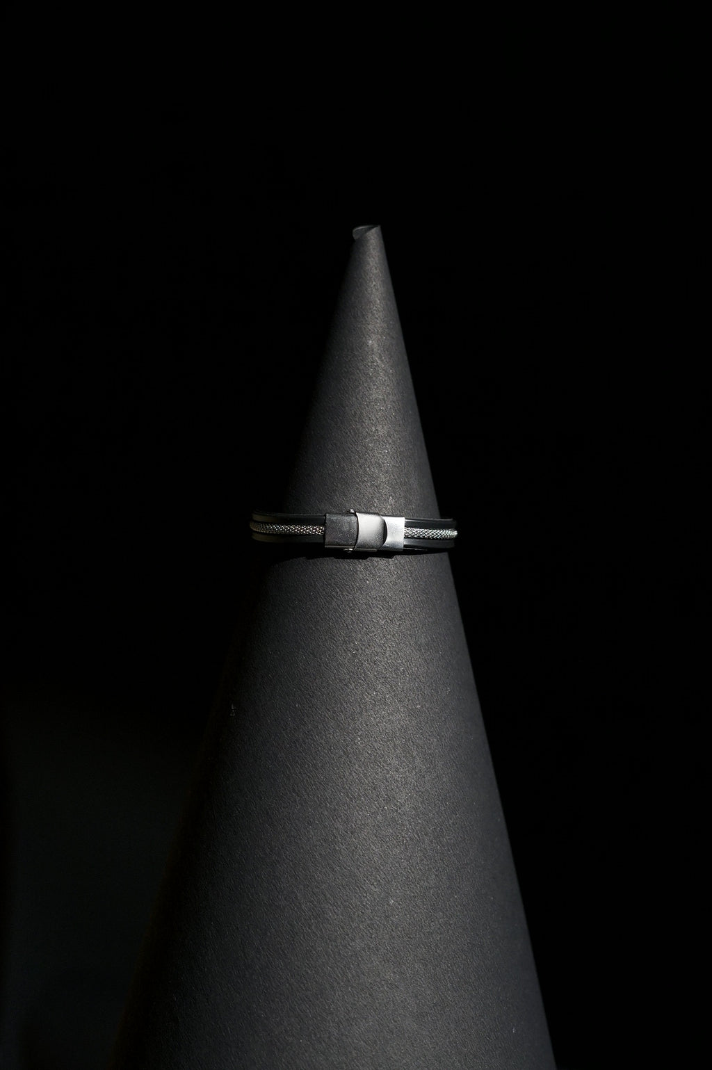 Bracelet | Double Strand | Segmented Barrel Beads | Geometric Accent Details | Men & Women | Stainless Steel | Black Finish | Minimalist Statement Style