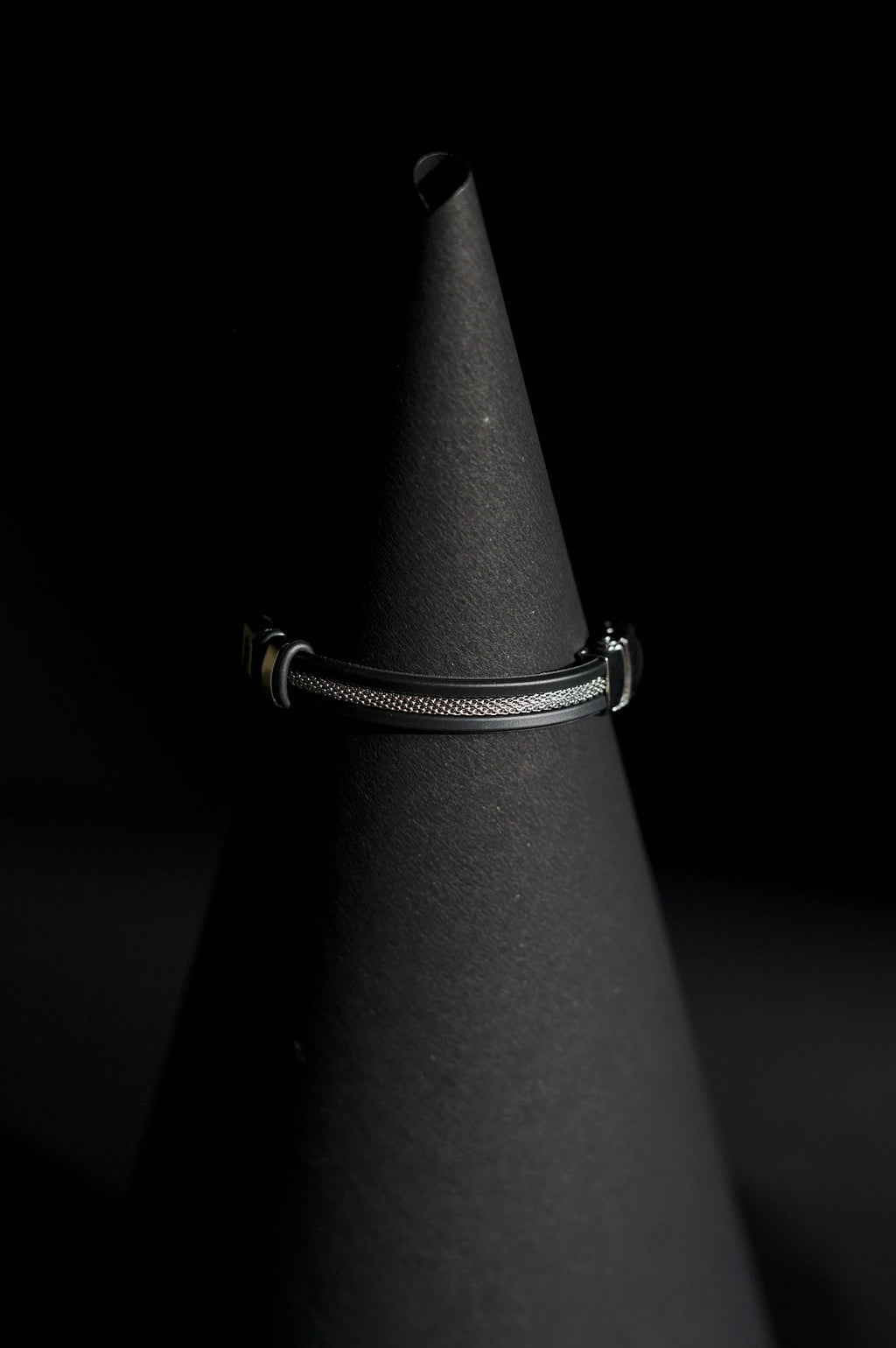 Bracelet | Double Strand | Segmented Barrel Beads | Geometric Accent Details | Men & Women | Stainless Steel | Black Finish | Minimalist Statement Style