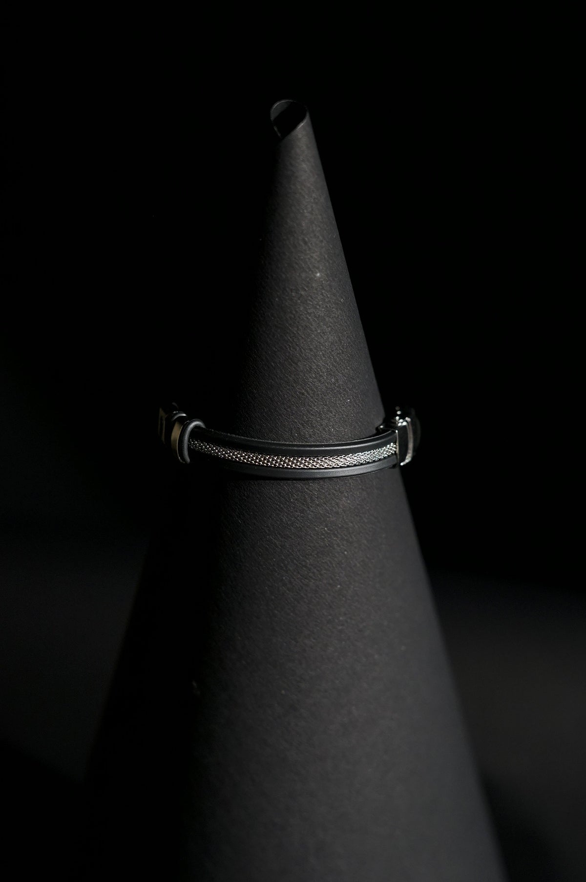 Bracelet | Double Strand | Segmented Barrel Beads | Geometric Accent Details | Men & Women | Stainless Steel | Black Finish | Minimalist Statement Style
