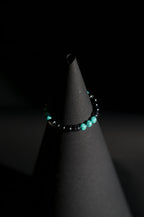 Bracelet | Single Strand | Round Beads | Turquoise & Black with Geometric Spacers | Men & Women | Beaded Design | Minimalist Style