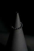 Bracelet | Single Strand | Round Beads | Black Beads with Faceted Accent Beads | Men & Women | Beaded Design | Black Finish | Minimalist Style
