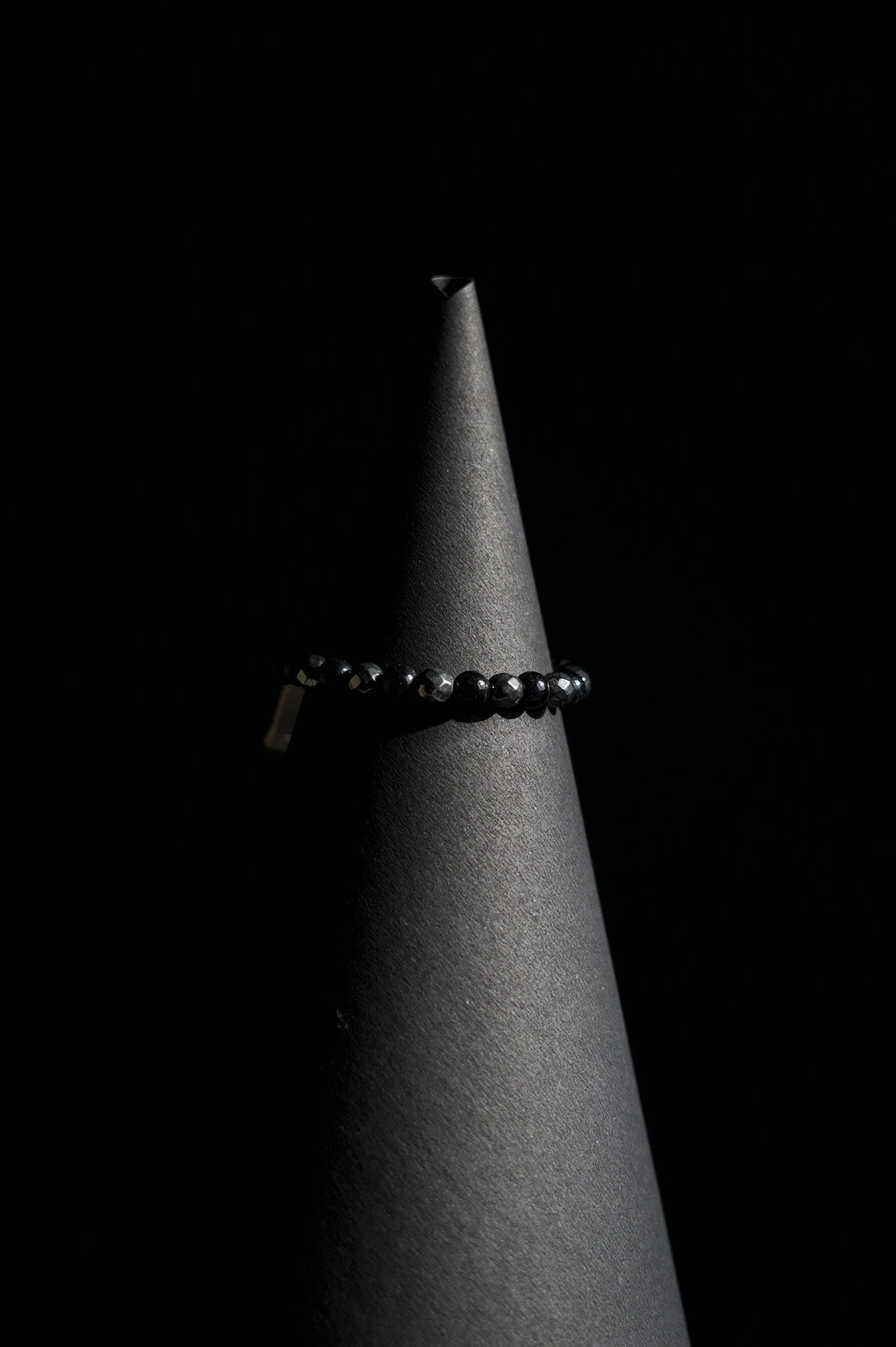 Bracelet | Single Strand | Round Beads | Black Lava Beads with Blue Sandstone Accent Beads | Men & Women | Beaded Design | Dark Finish | Minimalist Style