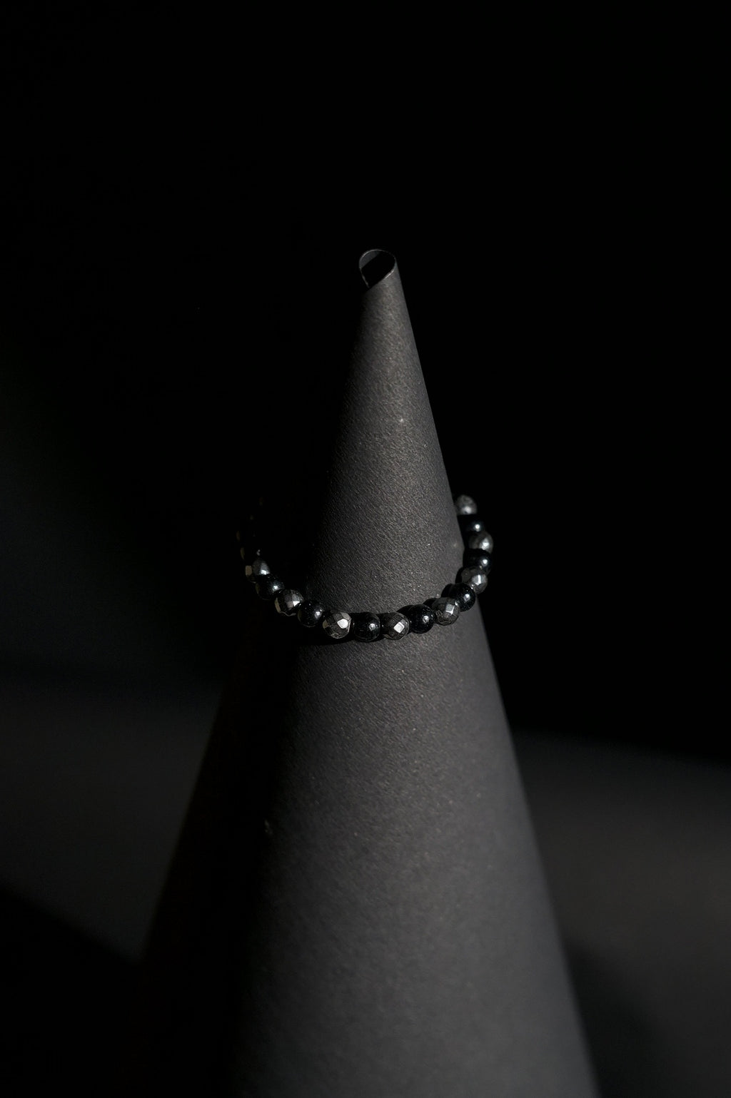 Bracelet | Single Strand | Round Beads | Black Lava Beads with Blue Sandstone Accent Beads | Men & Women | Beaded Design | Dark Finish | Minimalist Style