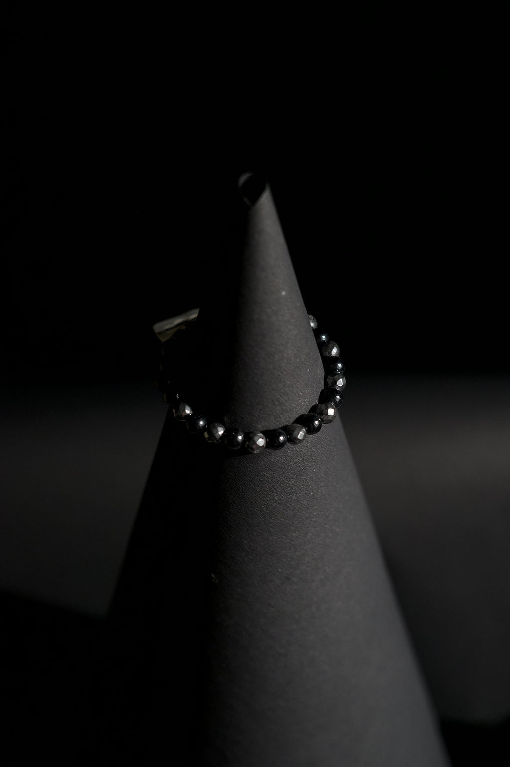 Bracelet | Single Strand | Round Beads | Black Lava Beads with Blue Sandstone Accent Beads | Men & Women | Beaded Design | Dark Finish | Minimalist Style
