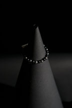 Bracelet | Single Strand | Round Beads | Black Lava Beads with Blue Sandstone Accent Beads | Men & Women | Beaded Design | Dark Finish | Minimalist Style