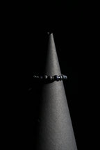 Bracelet | Single Strand | Round Beads | Black Lava Beads with Blue Sandstone & Metallic Hematite Spacer Beads | Men & Women | Beaded Design | Dark Finish | Minimalist Style