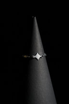 Bracelet | Single Strand | Geometric Charm | Metallic Silver Chain with Diamond-Rhombus Charm | Men & Women | Chain Link Design | Polished Finish | Minimalist Style
