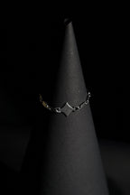 Bracelet | Single Strand | Geometric Charm | Metallic Silver Chain with Diamond-Rhombus Charm | Men & Women | Chain Link Design | Polished Finish | Minimalist Style