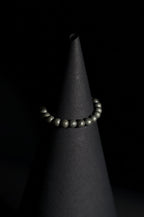 Bracelet | Single Strand | Round Beads | Natural Pyrite Metallic Beads | Men & Women | Beaded Design | Matte Metallic Finish | Minimalist Style