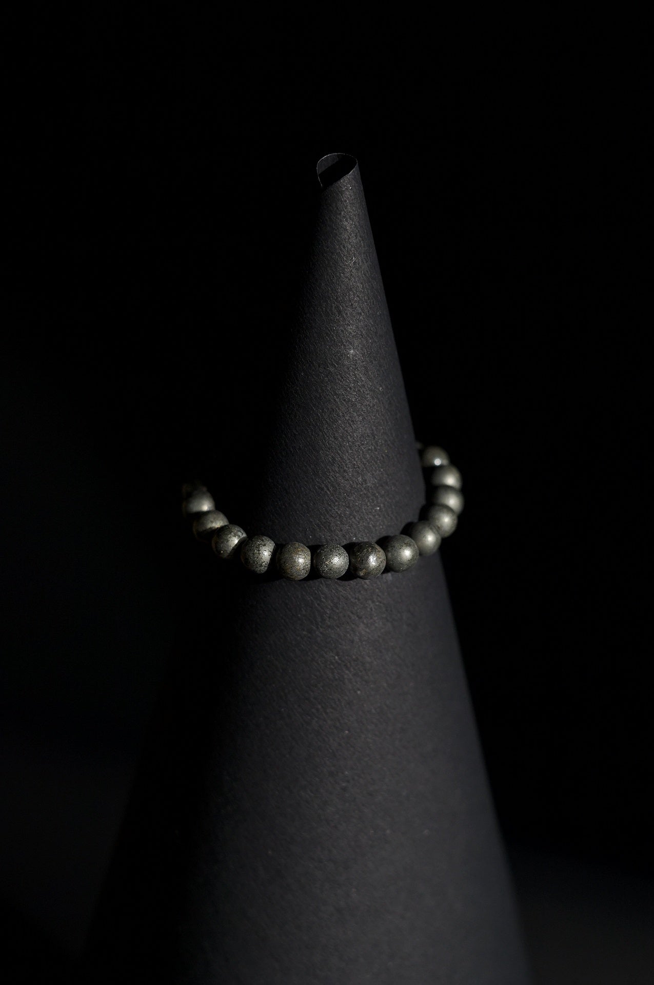 Bracelet | Single Strand | Round Beads | Natural Pyrite Metallic Beads | Men & Women | Beaded Design | Matte Metallic Finish | Minimalist Style