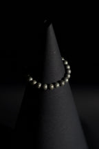 Bracelet | Single Strand | Round Beads | Natural Pyrite Metallic Beads | Men & Women | Beaded Design | Matte Metallic Finish | Minimalist Style
