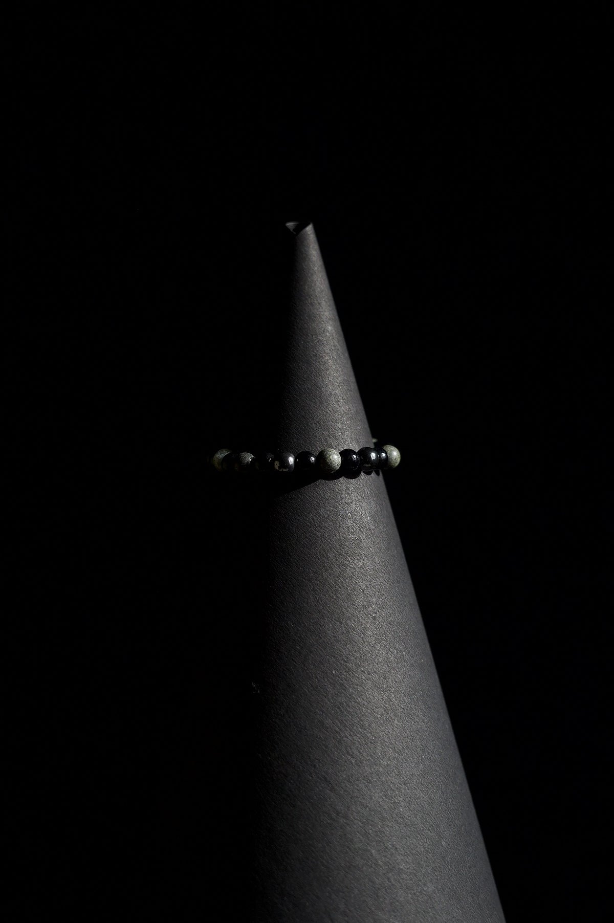Bracelet | Single Strand | Round Beads | Matte Black Beads with Faceted Tiger's Eye Accent Beads | Men & Women | Beaded Design | Matte Finish | Minimalist Style
