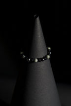 Bracelet | Single Strand | Round Beads | Matte Black Beads with Faceted Tiger's Eye Accent Beads | Men & Women | Beaded Design | Matte Finish | Minimalist Style