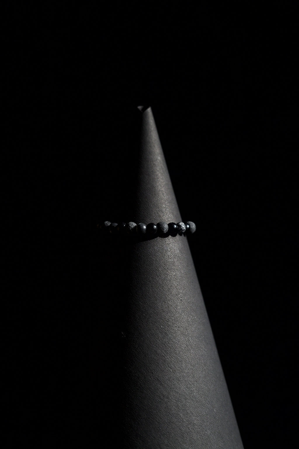 Bracelet | Single Strand | Round Beads | Black Onyx Beads with Lava Rock & Snowflake Obsidian Accent Beads | Men & Women | Beaded Design | Textured & Polished Finish | Minimalist Style