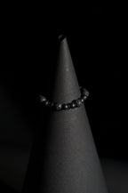Bracelet | Single Strand | Round Beads | Matte Black Beads with Porous Lava Rock Accent Beads | Men & Women | Beaded Design | Textured & Matte Finish | Minimalist Style