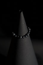 Bracelet | Single Strand | Round Beads | Matte Black Beads with Porous Lava Rock Accent Beads | Men & Women | Beaded Design | Textured & Matte Finish | Minimalist Style