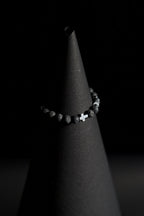 Bracelet | Single Strand | Round Beads | Porous Lava Rock Beads with Silver Cross Charm | Men & Women | Beaded Design | Textured & Metallic Finish | Minimalist Style