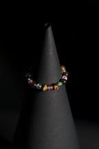 Bracelet | Single Strand | Round Beads | Tiger's Eye Beads with Multicolor Crackle Quartz Accent Beads | Men & Women | Beaded Design | Polished Finish | Eclectic Style