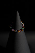 Bracelet | Single Strand | Round Beads | Tiger's Eye Beads with Multicolor Crackle Quartz Accent Beads | Men & Women | Beaded Design | Polished Finish | Eclectic Style