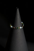 Bracelet | Single Strand | Round Beads | Mixed Earth Tone Gemstone Beads with Opalite & Pyrite Accents | Men & Women | Beaded Design | Polished & Metallic Finish | Earthy & Eclectic Style