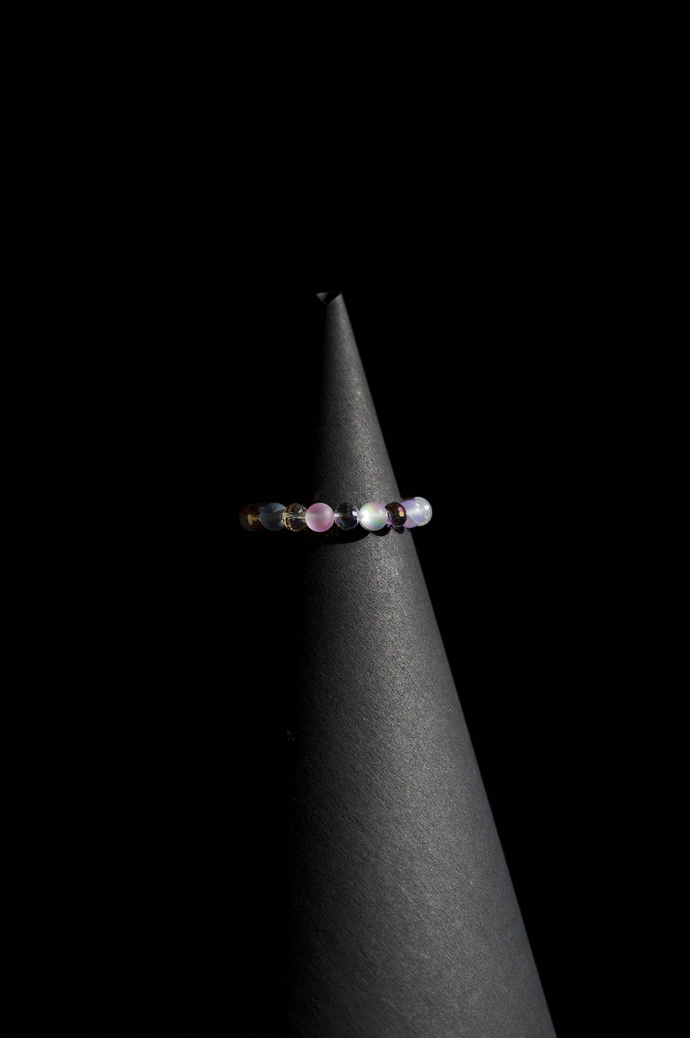 Bracelet | Single Strand | Round & Faceted Beads | Iridescent Aura Quartz Beads with Pastel & Smokey Gemstone Accents | Men & Women | Beaded Design | Matte & Faceted Glassy Finish | Pastel & Mystical Style