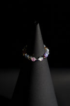 Bracelet | Single Strand | Round & Faceted Beads | Iridescent Aura Quartz Beads with Pastel & Smokey Gemstone Accents | Men & Women | Beaded Design | Matte & Faceted Glassy Finish | Pastel & Mystical Style