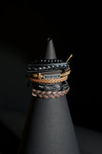 Bracelet Set | Multi-Piece Stack | Braided & Beaded | Leather, Cords & Beads with Believe Plaque & Wing Charms | Men & Women | Layered Design | Textured Leather | Bohemian & Rustic Style