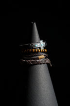 Bracelet Set | Multi-Piece Stack | Braided Leather & Wooden Beads | Brown Leather, Cords & Wooden Beads with Turquoise-Inlaid Cross Plaque | Men & Women | Layered Design | Textured Leather & Antique Finish | Tribal & Southwestern Style