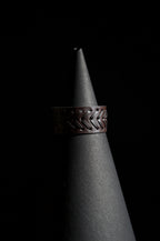 Cuff Bracelet | Wide Band | Chevron Laced Leather | Dark Brown Leather Strap with Woven Lacing & Brass Snap Button | Men & Women | Cuff Design | Smooth Leather Finish | Vintage & Rustic Style