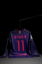 FC Barcelona | NEYMAR JR #11 | 2016-17 | Away Kit | Qatar Airways | Retro Design | Purple & Pink | Full Sleeve Fit