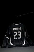Real Madrid | DAVID BECKHAM #23 | 2006-07 | Away Kit | BenQ | Retro Design | Black | Full Sleeve Fit