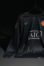 Manchester United FC | CRISTIANO RONALDO #7 | 2007-08 | Away Kit | AIG | Retro Design | Black | Full Sleeve Fit