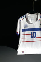 France | ZINEDINE ZIDANE #10 | 1998 FIFA World Cup | Away Kit | Retro Design | White | Collared Kit | Regular Fit