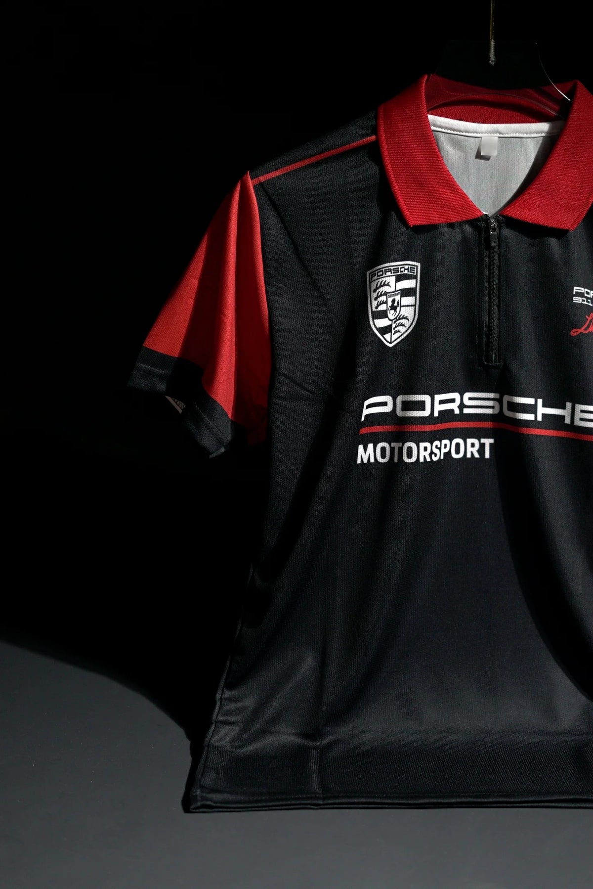 Porsche Motorsport | Polo Casual Kit | Latest Design | Black & Red |Zip with Collared Kit | Regular Fit