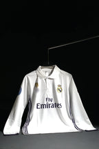 Real Madrid FC | CRISTIANO RONALDO #7 | 2016-17 | Home Kit | Fly Emirates | Retro Design | White | Collared Kit | Fullsleeve Fit