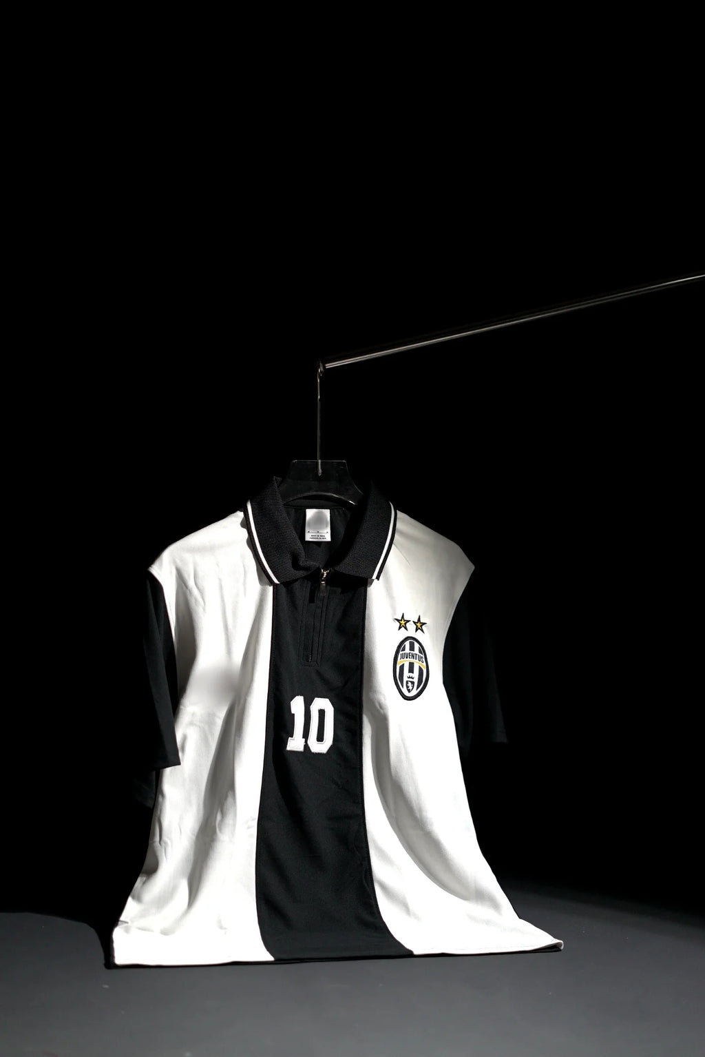 Juventus FC | Polo Casual Tshirt #10 | Special Design | Embroidered Badges | White & Black | Zip with Collared Kit | Regular Fit