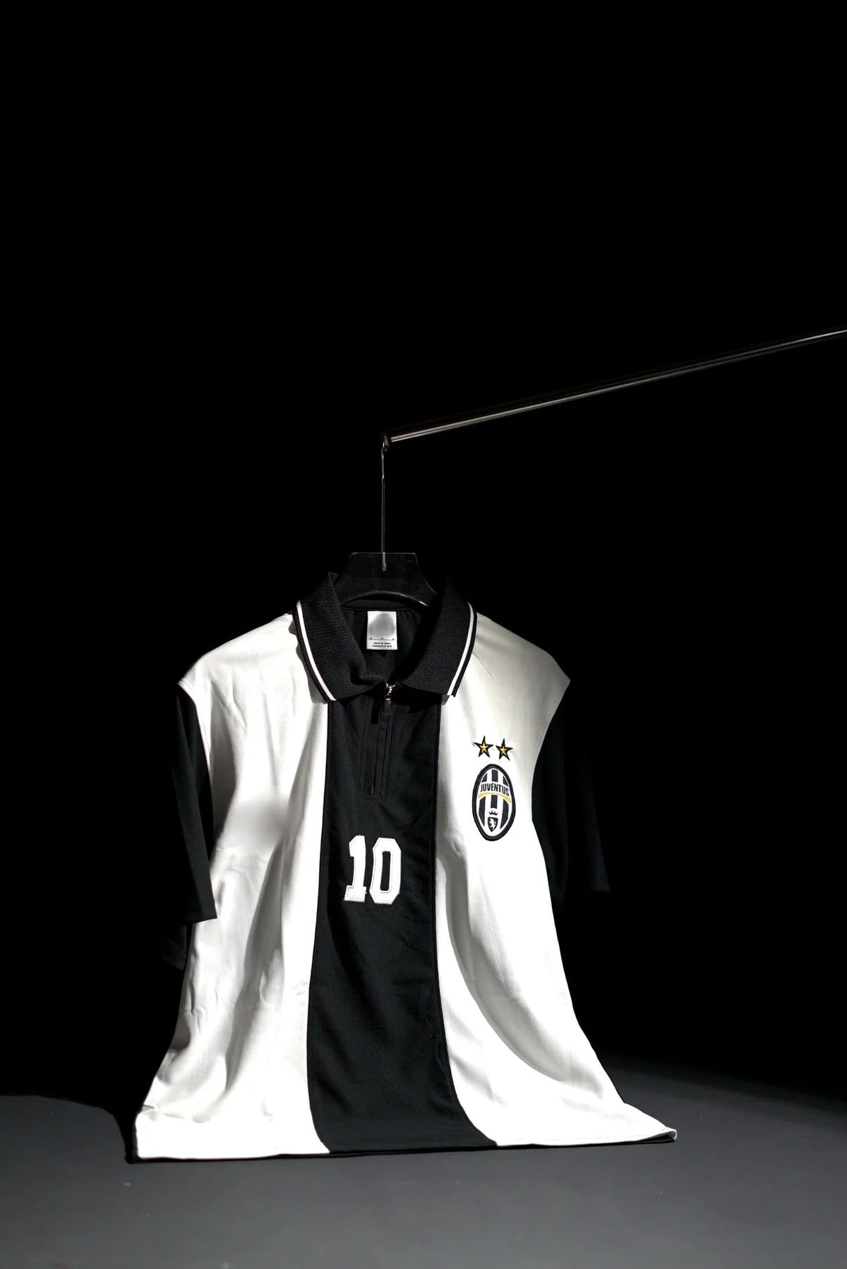 Juventus FC | Polo Casual Tshirt #10 | Special Design | Embroidered Badges | White & Black | Zip with Collared Kit | Regular Fit